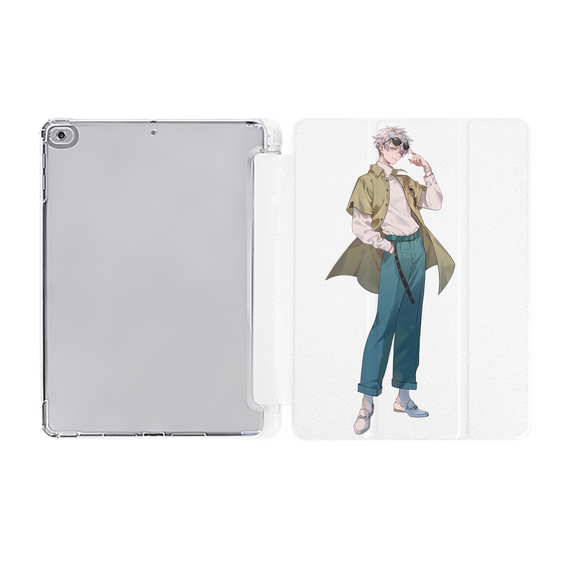 （画像用） 呪術廻戦 Jujutsu Kaisen IPad ケース ペン収納付き 三つ折りスタンド PUレザー×シリコン 対応機種9.5/10.5/10.9インチ